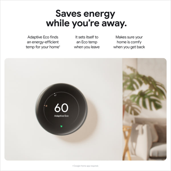 Google Nest Learning Thermostat Gen 4, Polished Obsidian