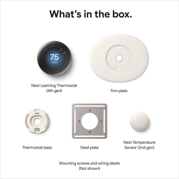 Google Nest Learning Thermostat Gen 4, Polished Obsidian