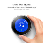 Google Nest Learning Thermostat, Polished Steel